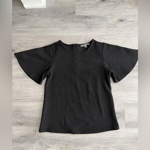 Anthropologie Blue Tassle Flutter Short Sleeve black XS